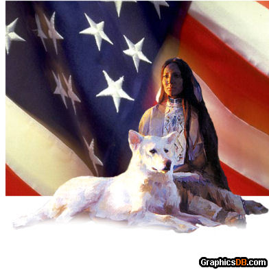 Native American with Wolf