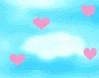 pink hearts in blue sky