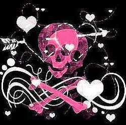 Pink skull hearts